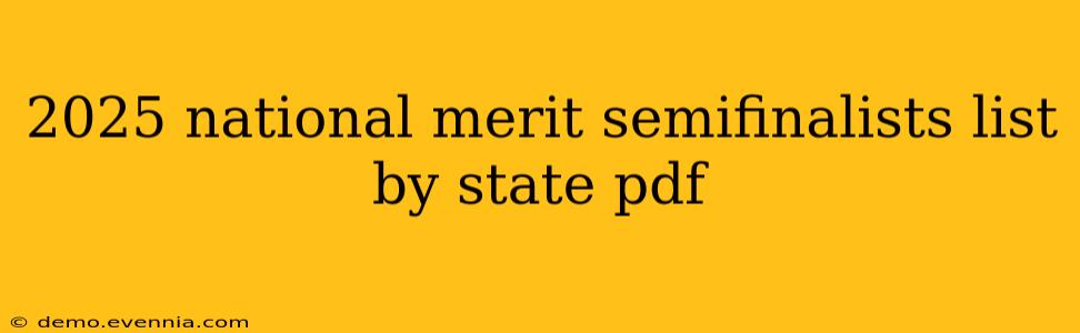 2025 national merit semifinalists list by state pdf