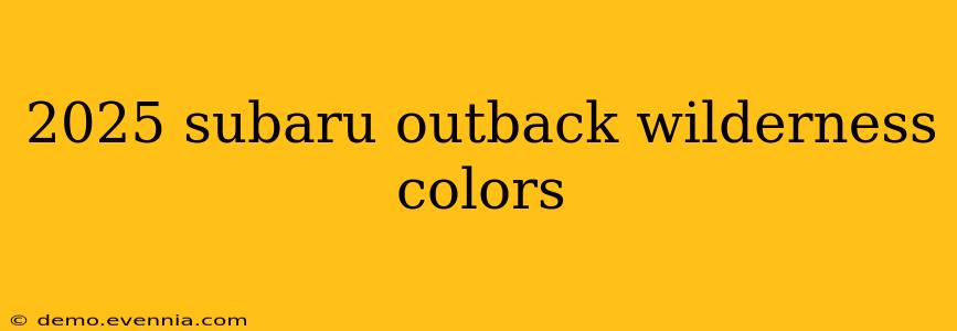 2025 subaru outback wilderness colors