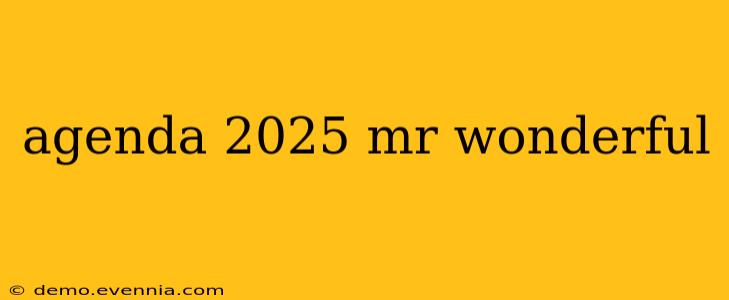 agenda 2025 mr wonderful