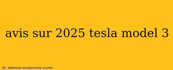 avis sur 2025 tesla model 3