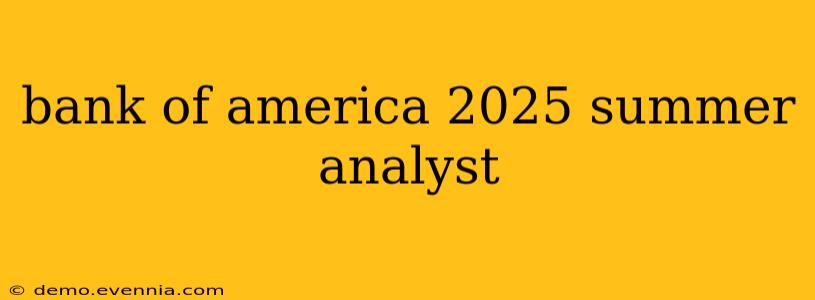 bank of america 2025 summer analyst