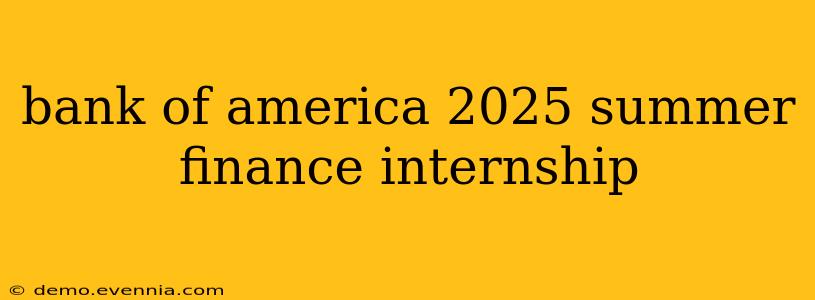 bank of america 2025 summer finance internship