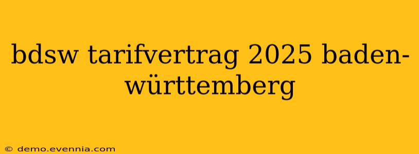 bdsw tarifvertrag 2025 baden-württemberg