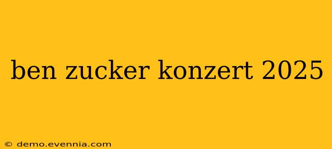 ben zucker konzert 2025