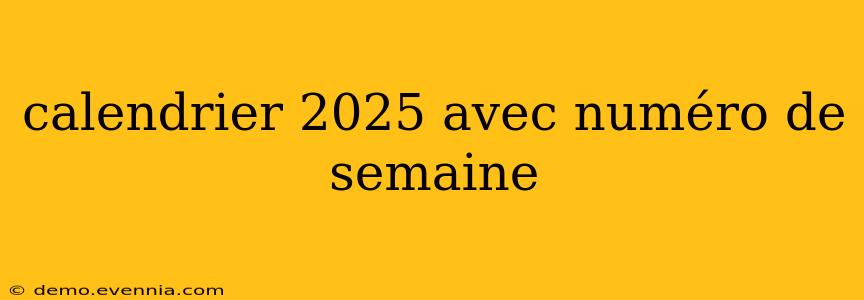 calendrier 2025 avec numéro de semaine