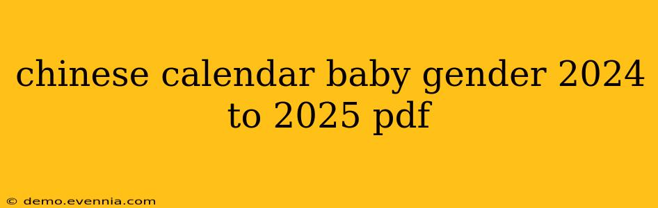 chinese calendar baby gender 2024 to 2025 pdf