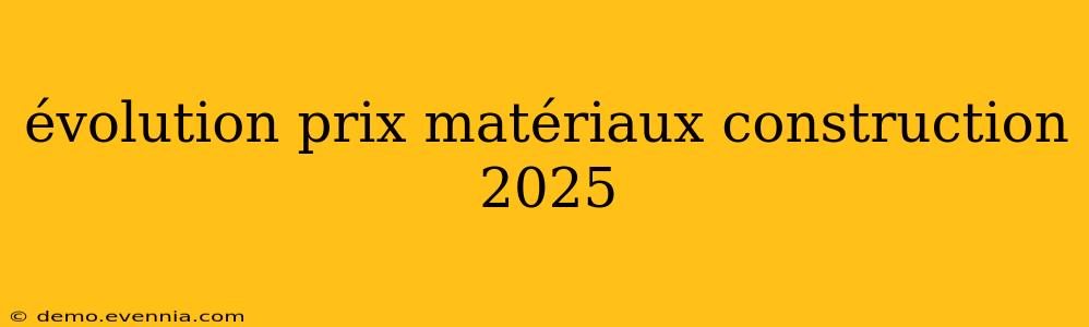 évolution prix matériaux construction 2025