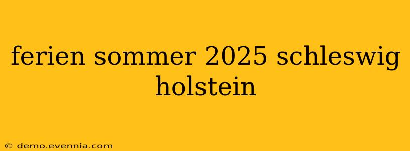 ferien sommer 2025 schleswig holstein