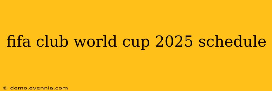 fifa club world cup 2025 schedule