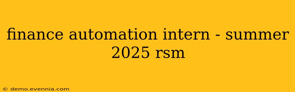 finance automation intern - summer 2025 rsm