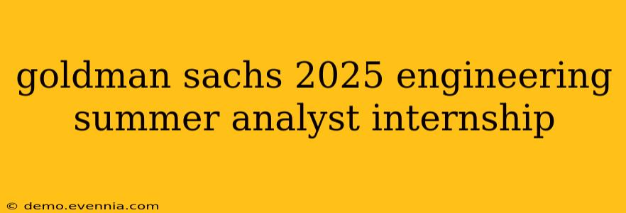 goldman sachs 2025 engineering summer analyst internship