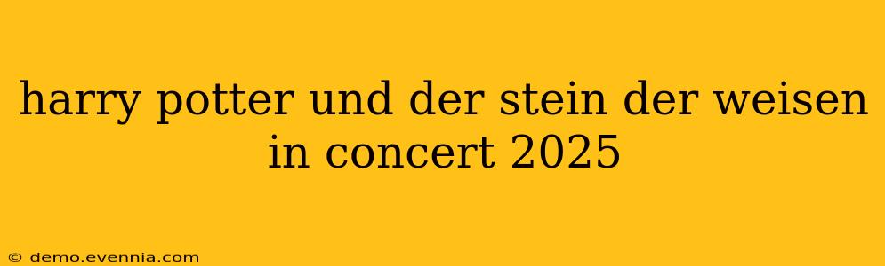 harry potter und der stein der weisen in concert 2025