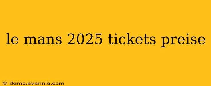 le mans 2025 tickets preise