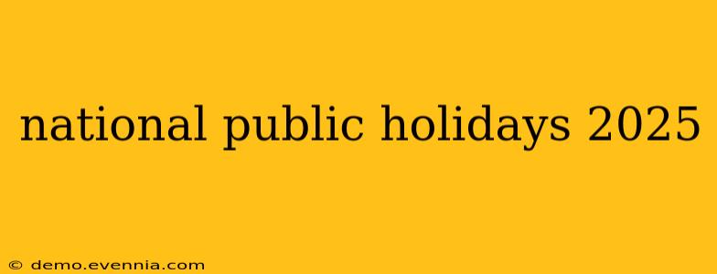 national public holidays 2025