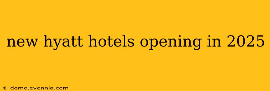 new hyatt hotels opening in 2025