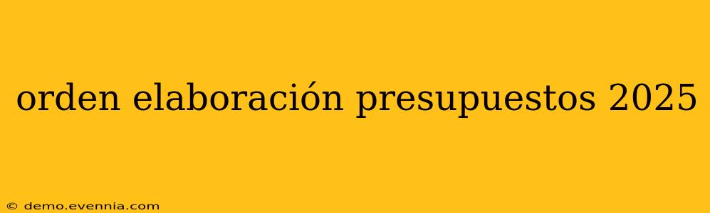 orden elaboración presupuestos 2025