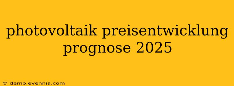 photovoltaik preisentwicklung prognose 2025