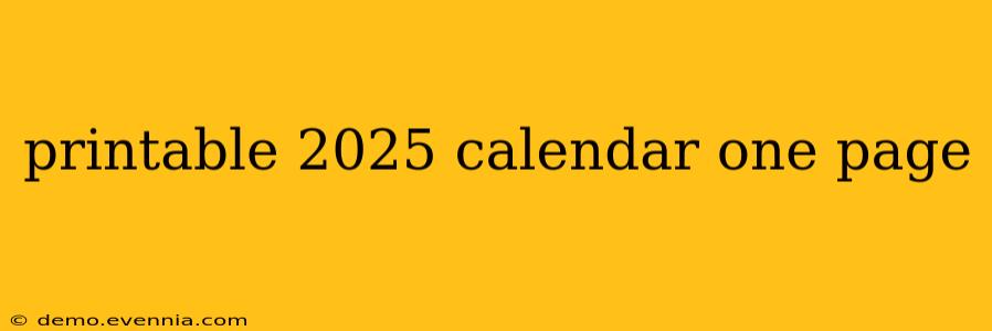 printable 2025 calendar one page