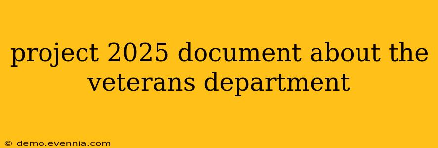 project 2025 document about the veterans department