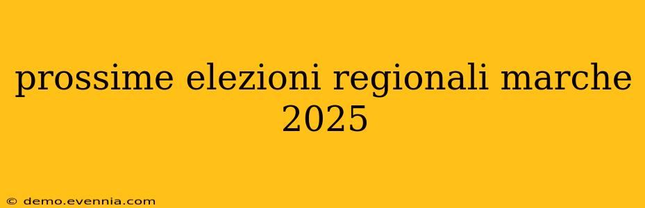 prossime elezioni regionali marche 2025