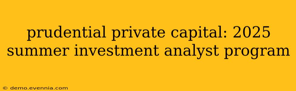 prudential private capital: 2025 summer investment analyst program