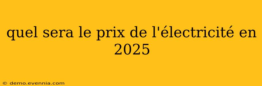 quel sera le prix de l'électricité en 2025