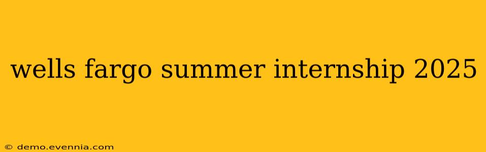 wells fargo summer internship 2025