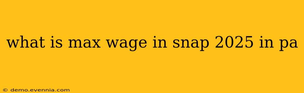 what is max wage in snap 2025 in pa