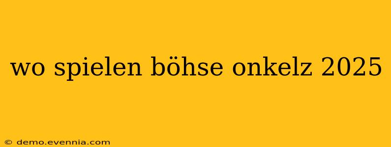 wo spielen böhse onkelz 2025